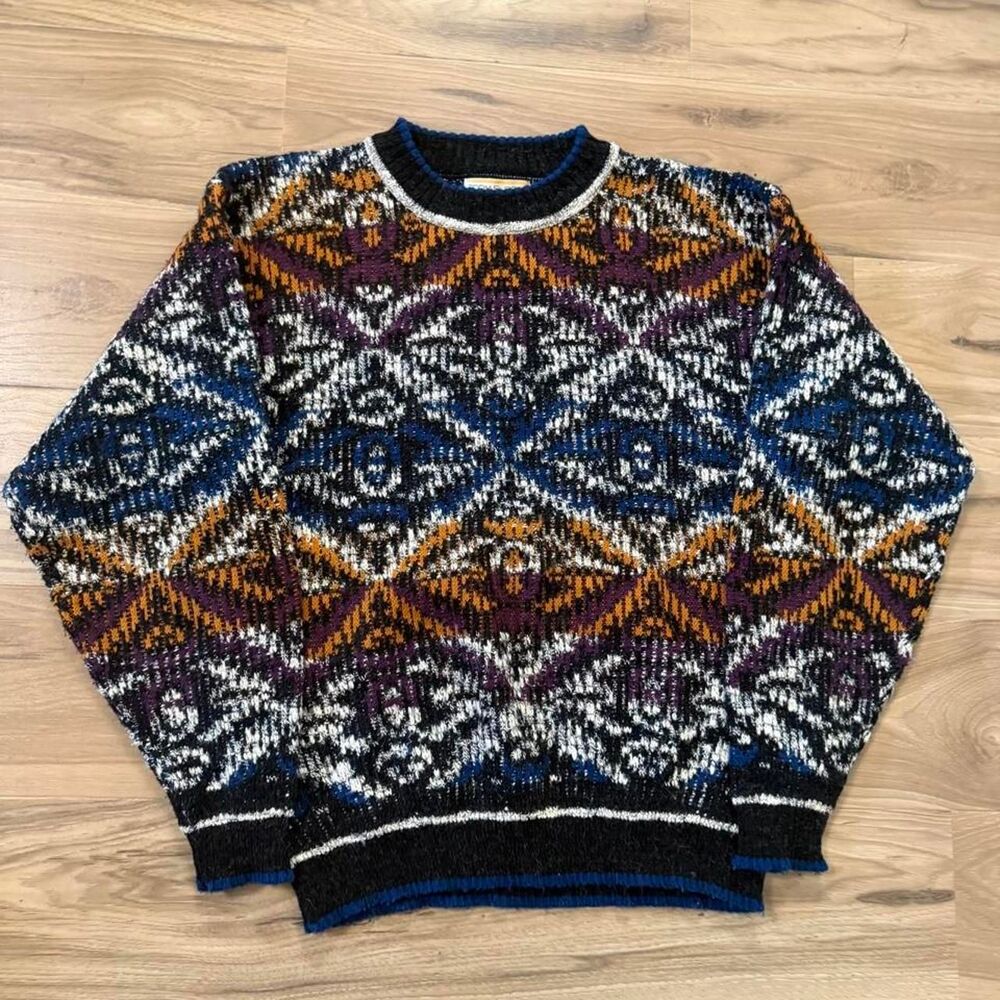 True Vintage rare 80s Adam Sloane Acrylic & Wool Knit Sweater Size Small